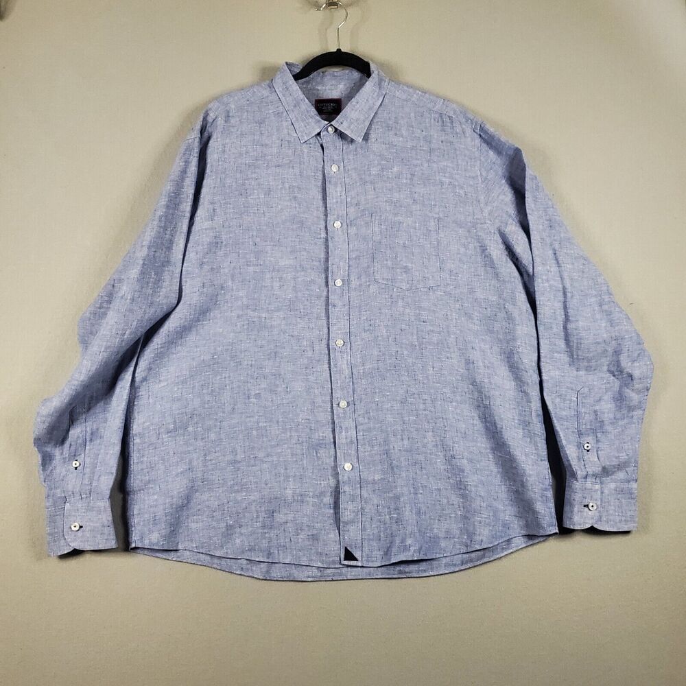 UNTUCKit Linen Shirt Mens XXL Solid Blue Button Up Long Sleeve Lightweight 2XL